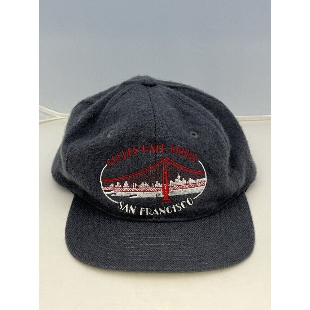 Vintage Gray Wool Blend San Francisco CA Golden Gate Bridge SnapBack Hat